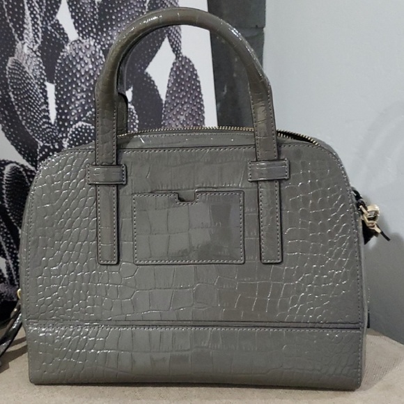 Kate Spade Gray Croc-Embossed Satchel with Gold Hardware  NWOT - Picture 3 of 14